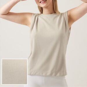 NWT Athleta | Seasoft Tank Sweatshirt Top In Abalone Grey Ecru, Womens 1X